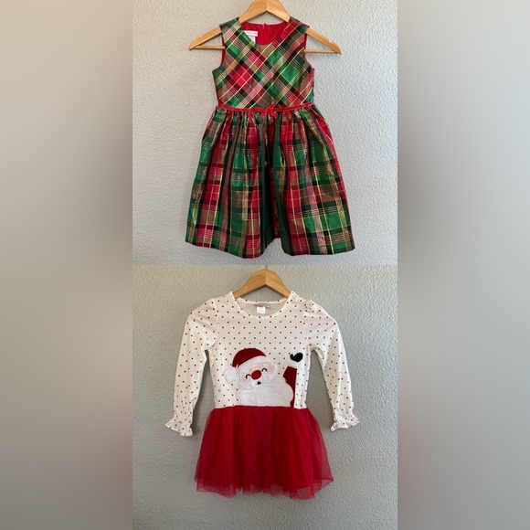 2 Christmas/Holiday Dresses Size 6X Santa - Picture 1 of 8